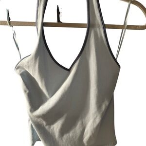 American Eagle Outfitters Light Blue Ribbed Tank with Gray Trim